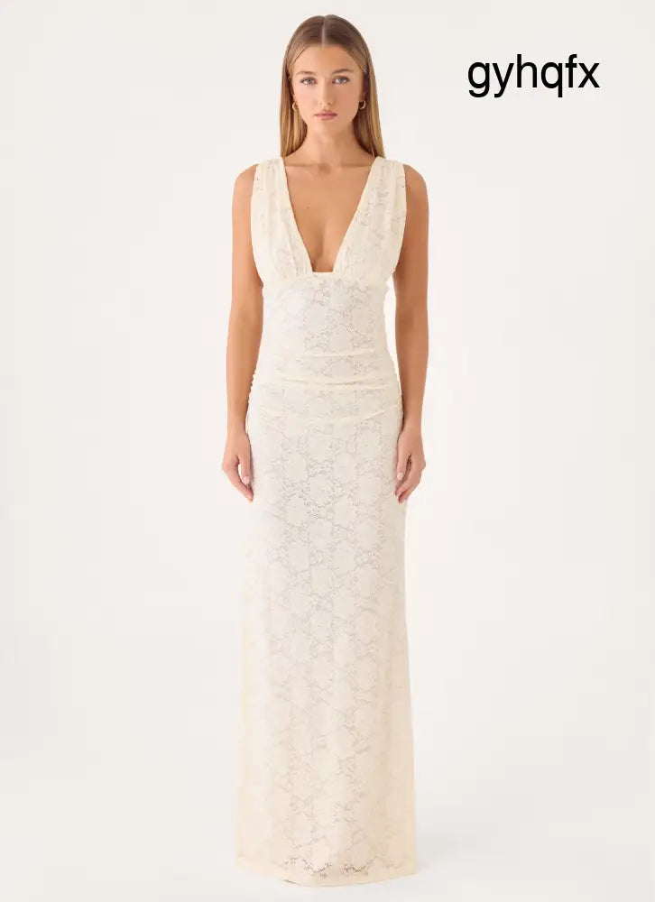 Aarin Lace Maxi Dress - Cream - Maxi Dresses