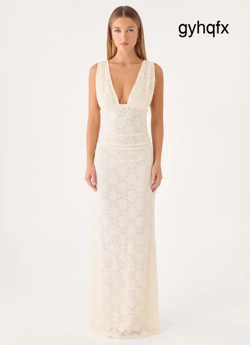 Aarin Lace Maxi Dress - Cream - Maxi Dresses