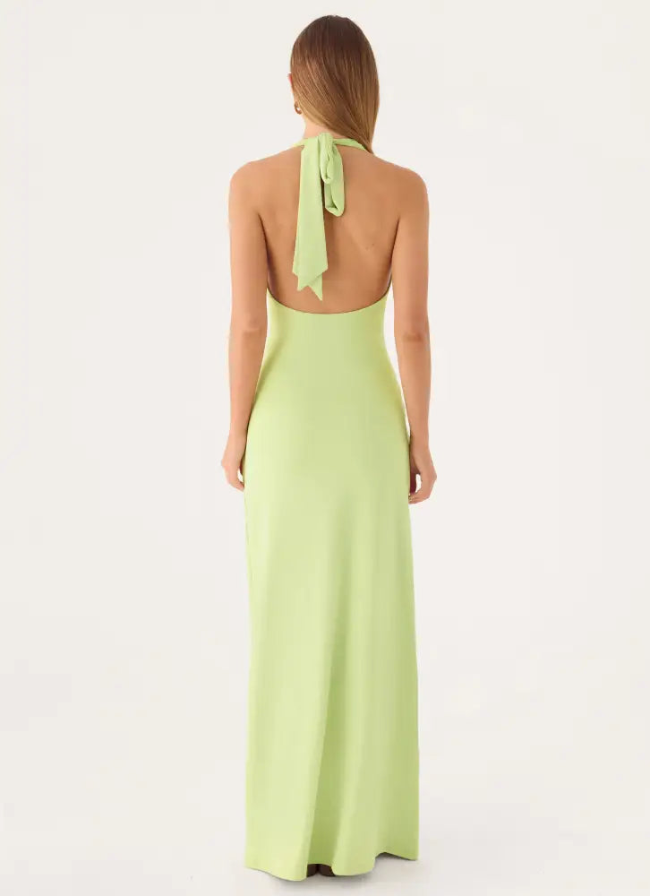 Cristal Halter Maxi Dress - Lime - Maxi Dresses