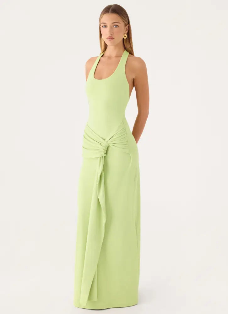 Cristal Halter Maxi Dress - Lime - Maxi Dresses