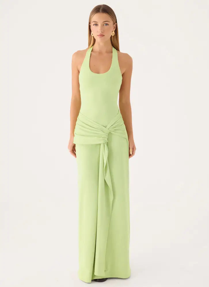 Cristal Halter Maxi Dress - Lime - Maxi Dresses