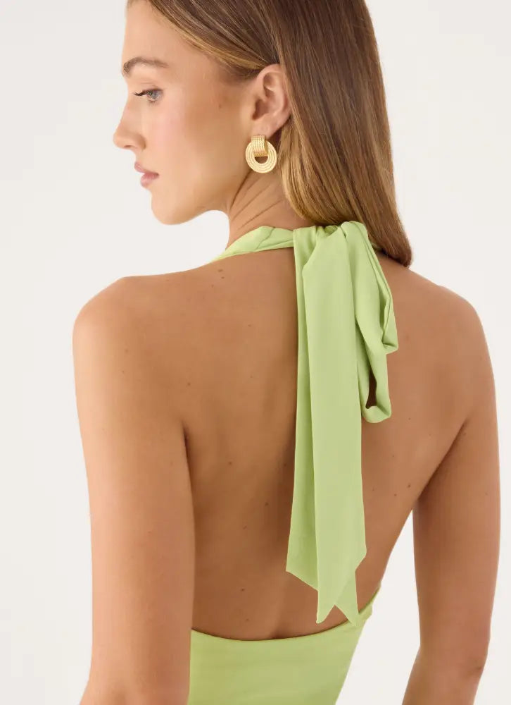 Cristal Halter Maxi Dress - Lime - Maxi Dresses