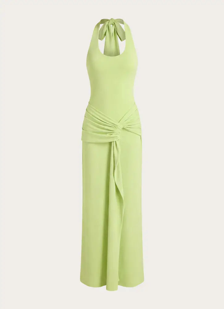 Cristal Halter Maxi Dress - Lime - Maxi Dresses