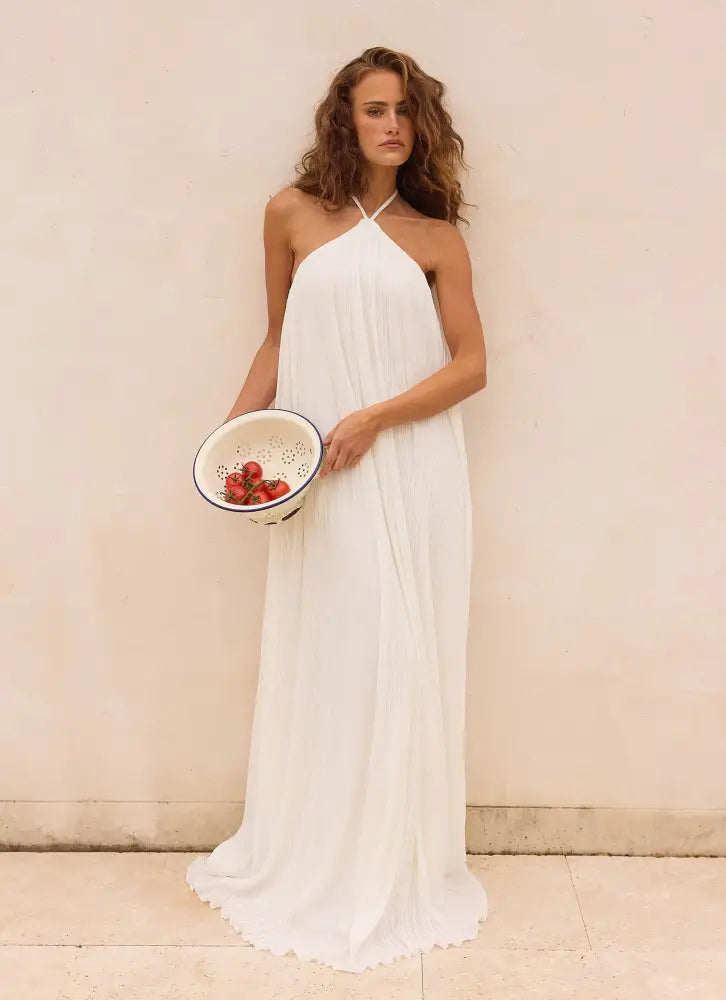 Danni Halter Maxi Dress - White - Maxi Dresses