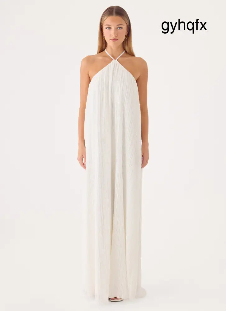 Danni Halter Maxi Dress - White - Maxi Dresses