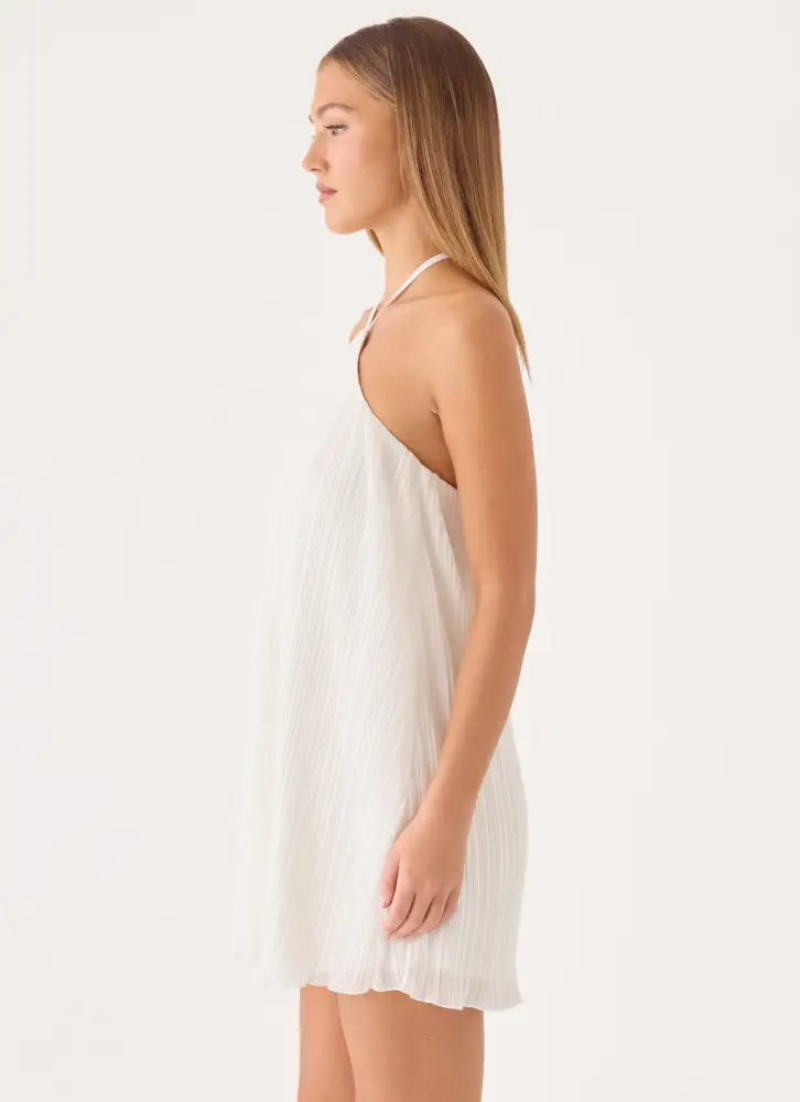 Danni Halter Mini Dress - White - Mini Dresses