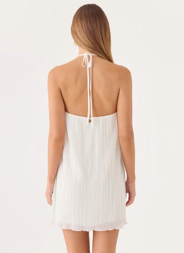 Danni Halter Mini Dress - White - Mini Dresses