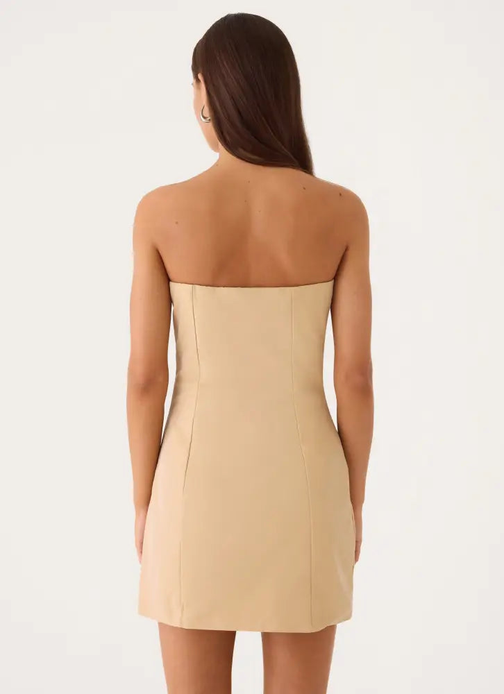 Diya Wrap Mini Dress - Camel - Mini Dresses