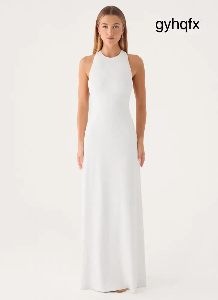 Elliah Cut Out Back Maxi Dress - White - Maxi Dresses