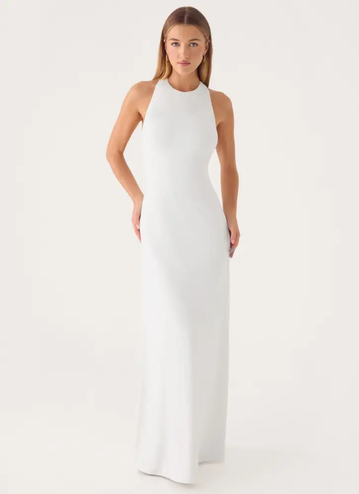 Elliah Cut Out Back Maxi Dress - White - Maxi Dresses
