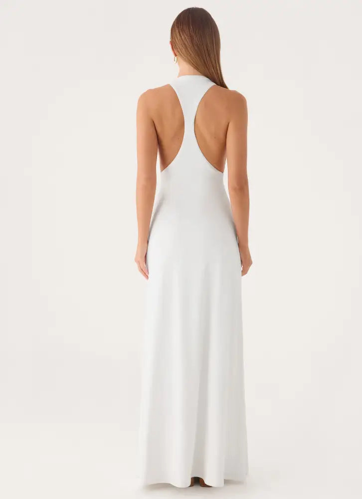 Elliah Cut Out Back Maxi Dress - White - Maxi Dresses