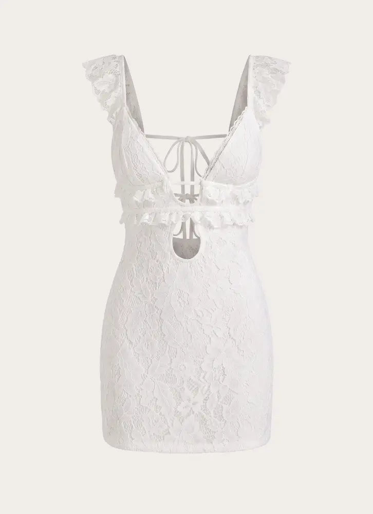 Giulia Lace Mini Dress - White - Mini Dresses
