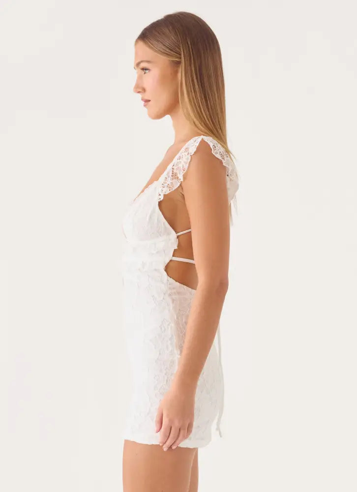 Giulia Lace Mini Dress - White - Mini Dresses