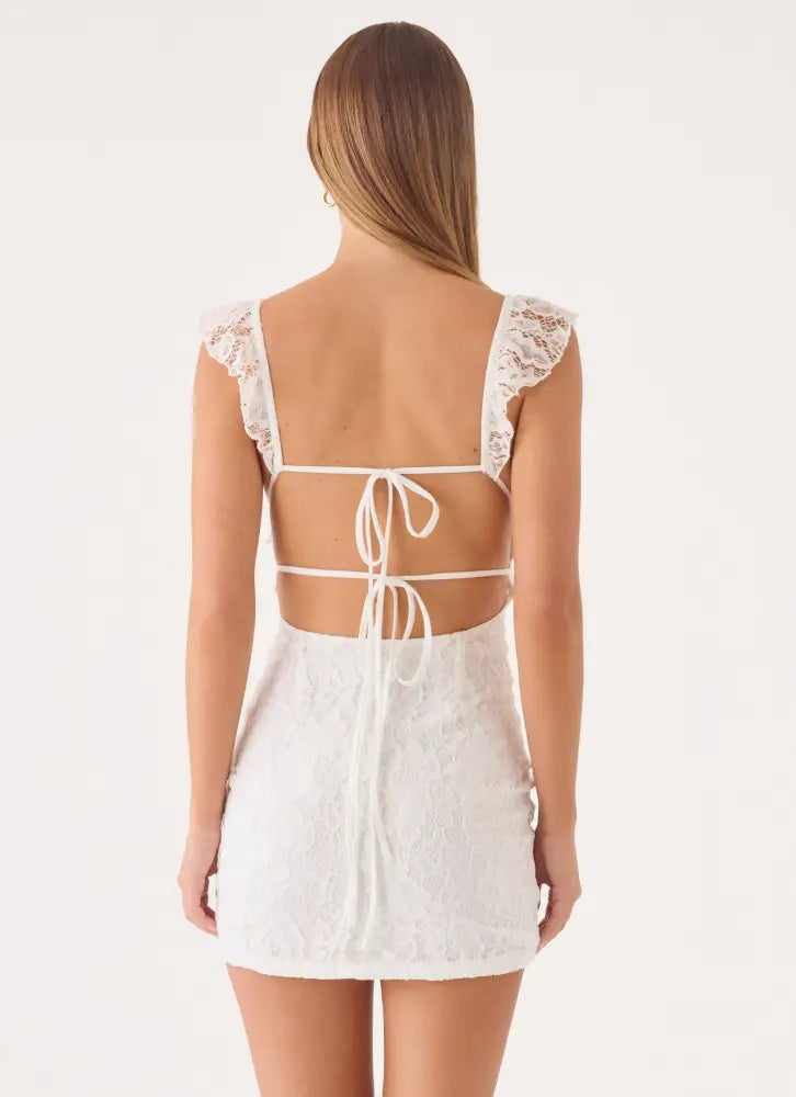 Giulia Lace Mini Dress - White - Mini Dresses