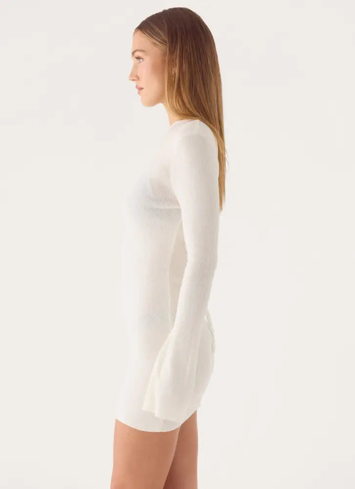 Levara Knit Low Back Mini Dress - White - Mini Dresses