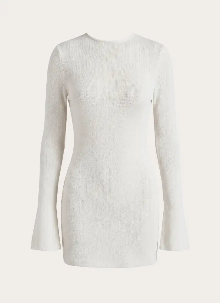 Levara Knit Low Back Mini Dress - White - Mini Dresses