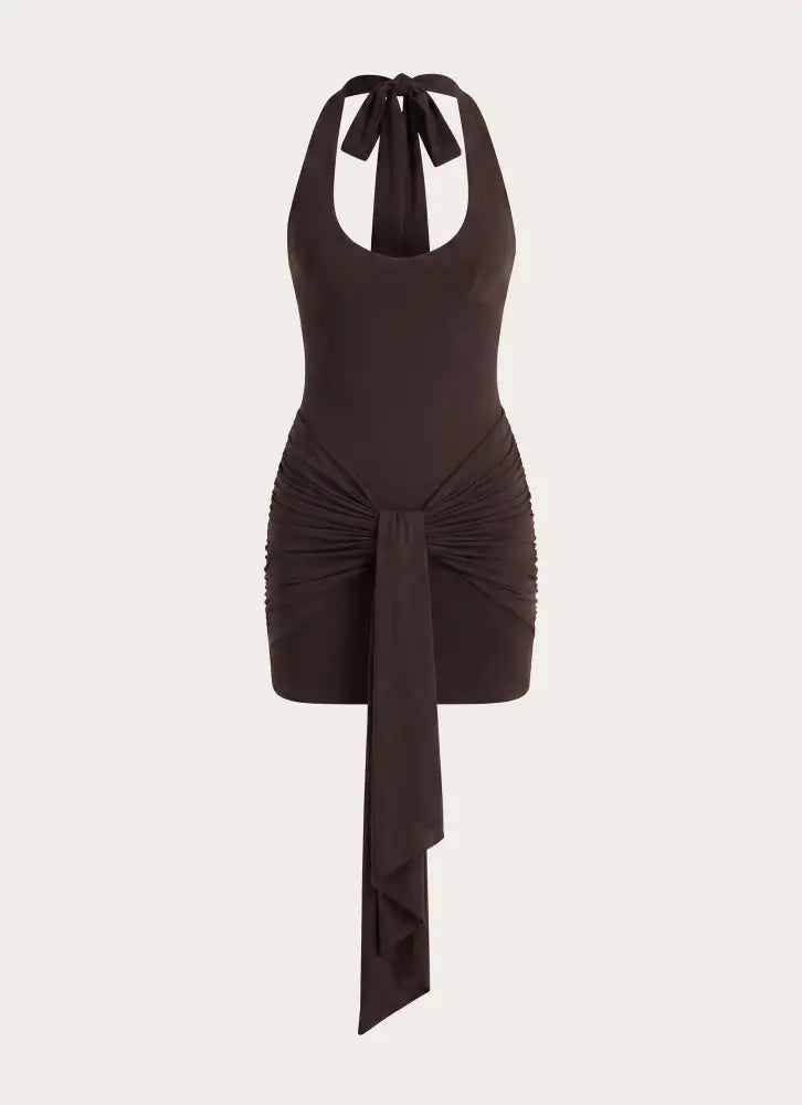 Myrhee Mini Dress - Chocolate - Mini Dresses