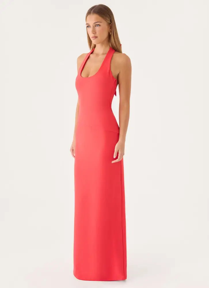 Nardin Maxi Dress - Coral Red - Maxi Dresses