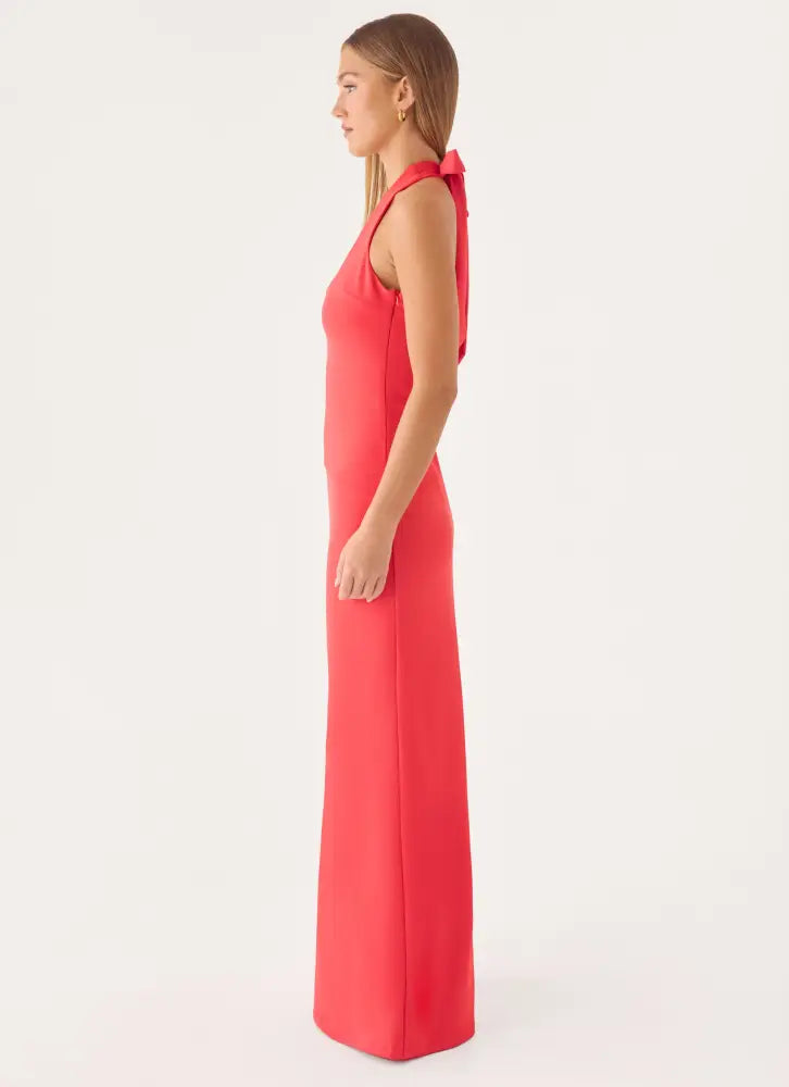 Nardin Maxi Dress - Coral Red - Maxi Dresses