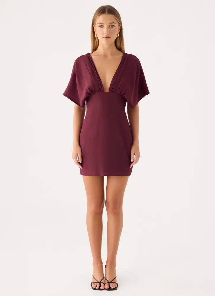 Only For You Mini Dress - Burgundy - Mini Dresses