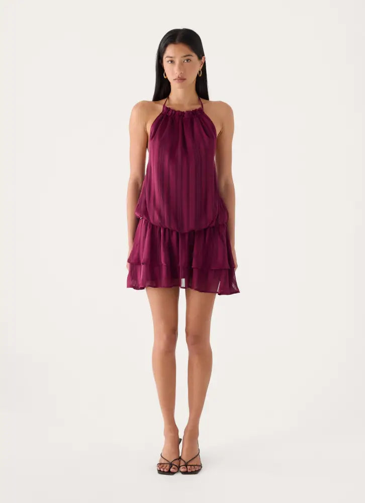 Parade Halter Mini Dress - Plum - Mini Dresses