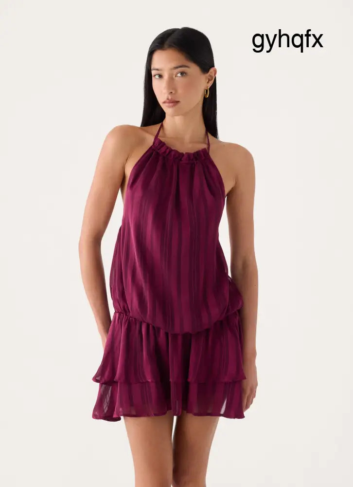 Parade Halter Mini Dress - Plum - Mini Dresses