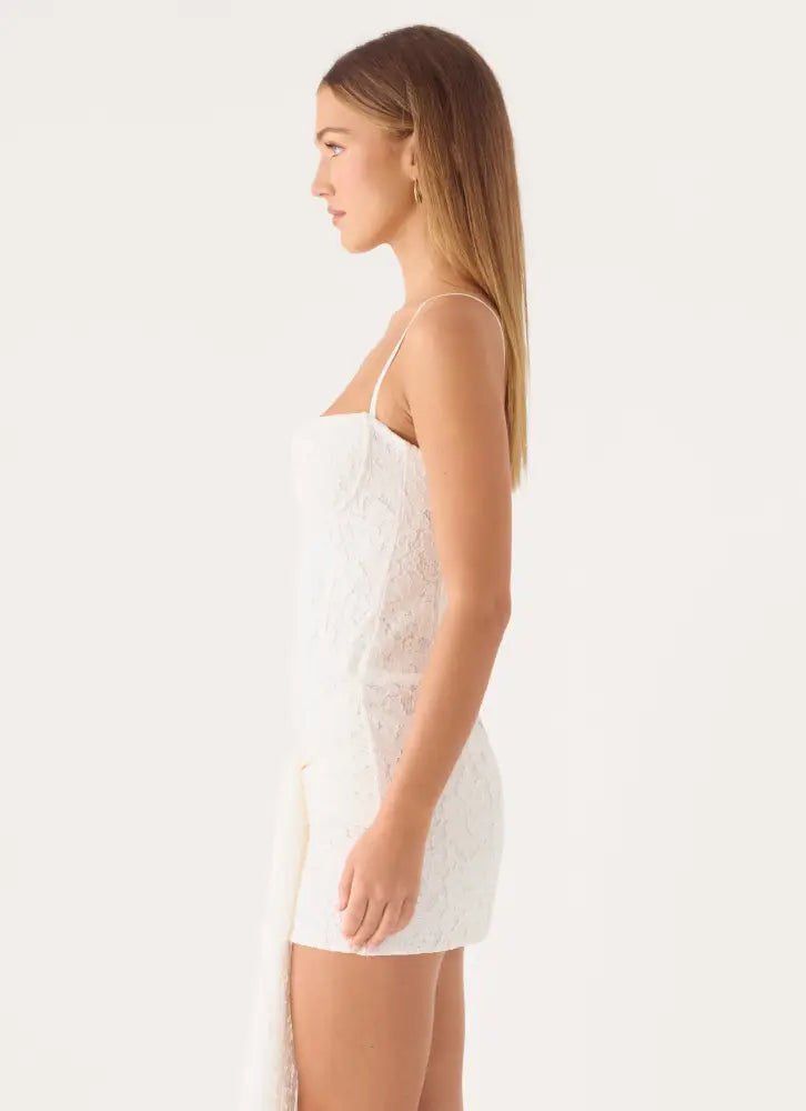 Xylo Lace Mini Dress - White - Mini Dresses