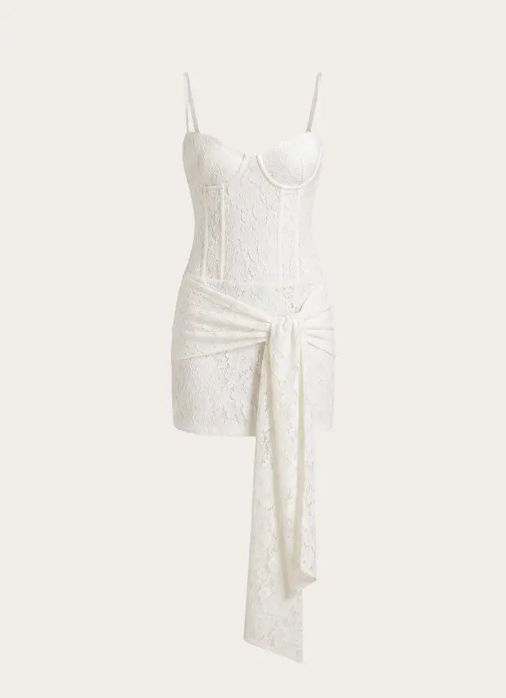 Xylo Lace Mini Dress - White - Mini Dresses