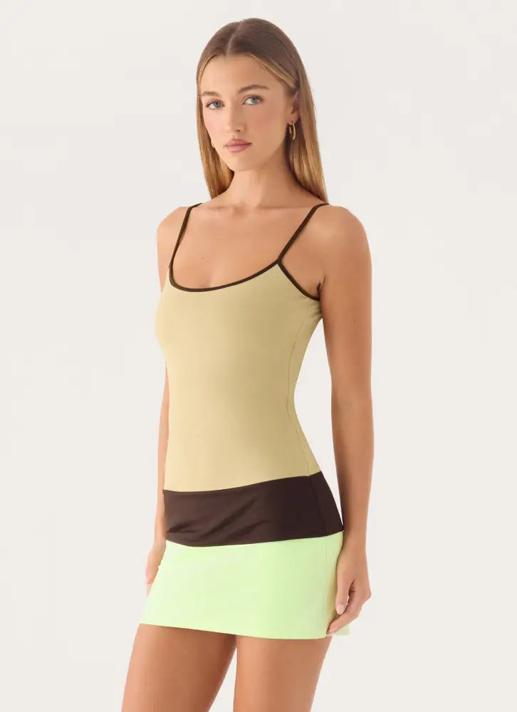 Zaylia Colour Block Mini Dress - Olive - Mini Dresses