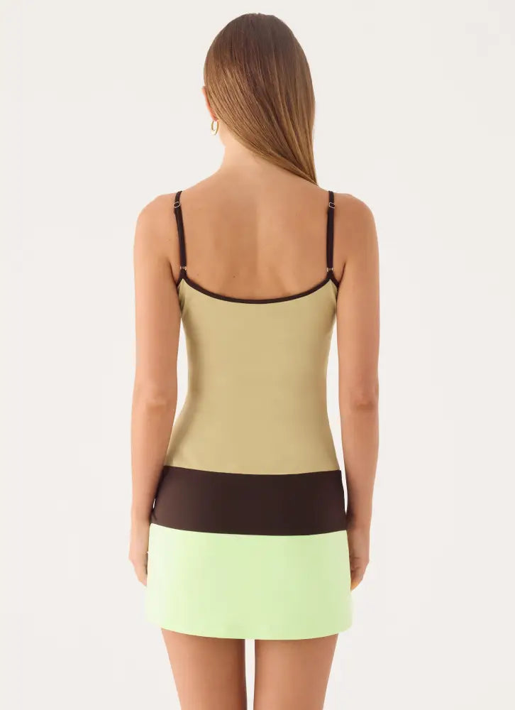 Zaylia Colour Block Mini Dress - Olive - Mini Dresses
