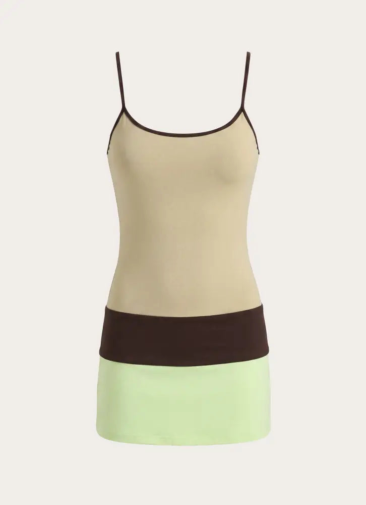 Zaylia Colour Block Mini Dress - Olive - Mini Dresses