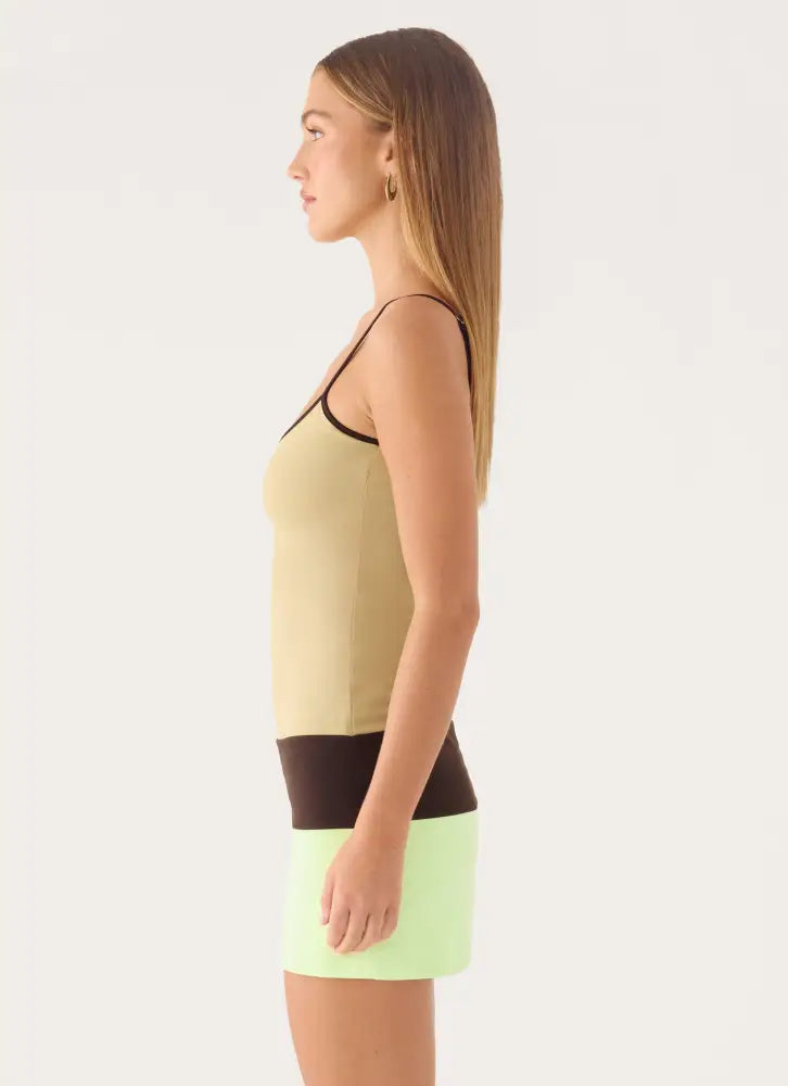 Zaylia Colour Block Mini Dress - Olive - Mini Dresses