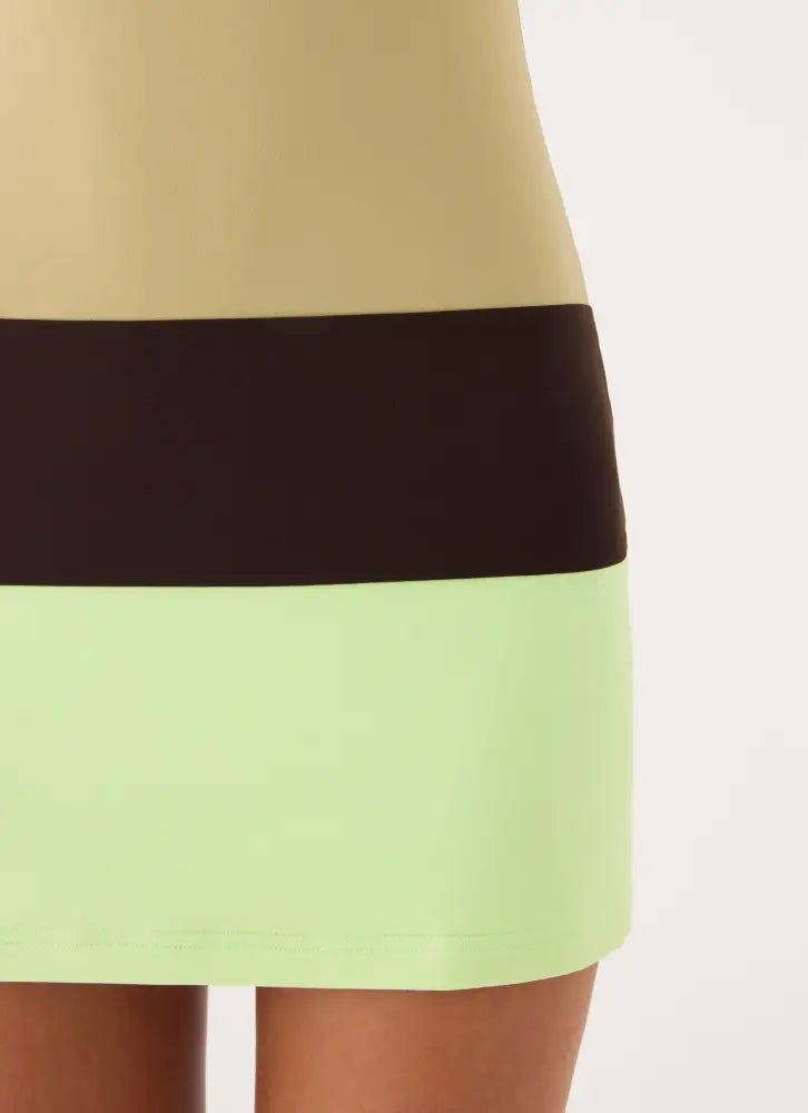 Zaylia Colour Block Mini Dress - Olive - Mini Dresses